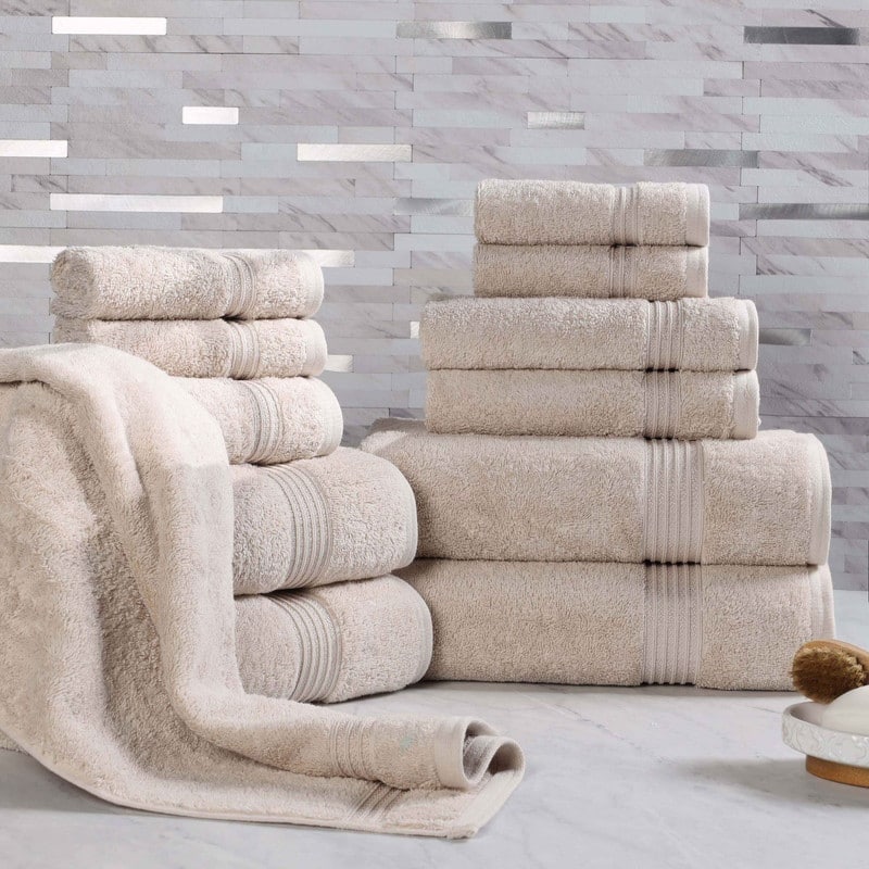 Superior Heritage Egyptian Cotton Absorbent 12-Piece Towel Set - Stone