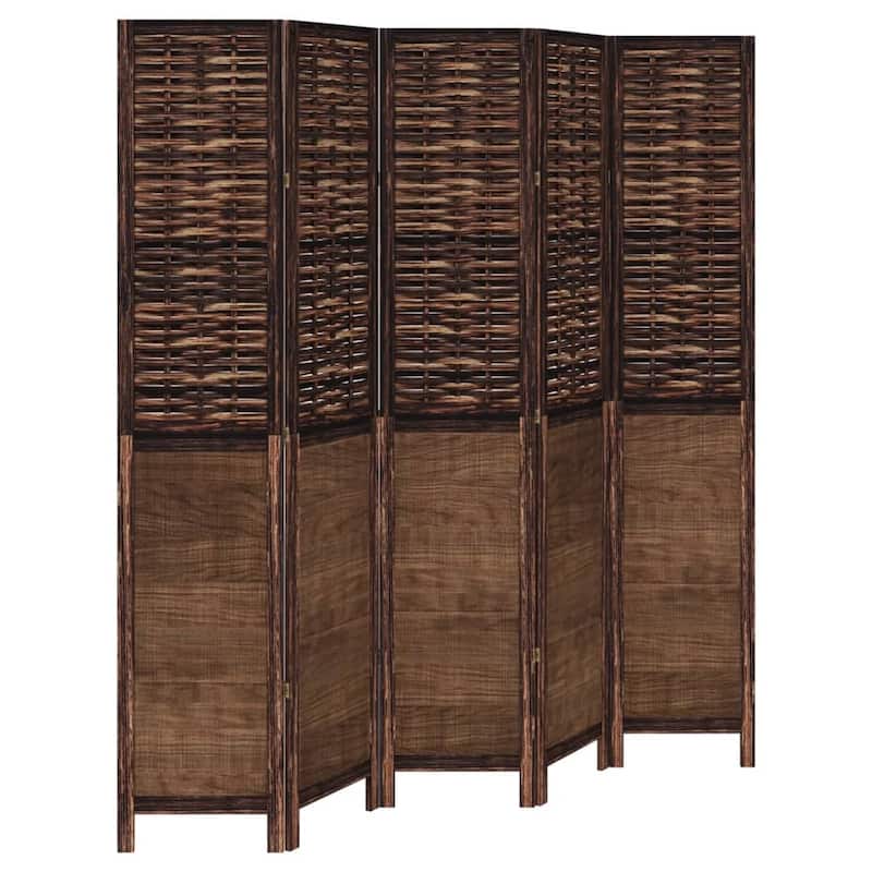 vidaXL Room Divider Privacy Screen Living Room Dark Brown Solid Wood Paulownia