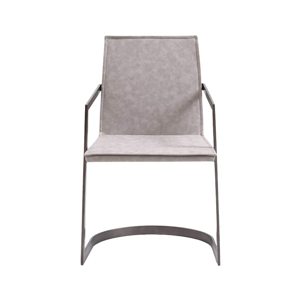 Gray/Gray Faux Leather Upholstered Metal Frame Dining Chair, Sturdy Dining Chair for Dining Rooms - 21.75