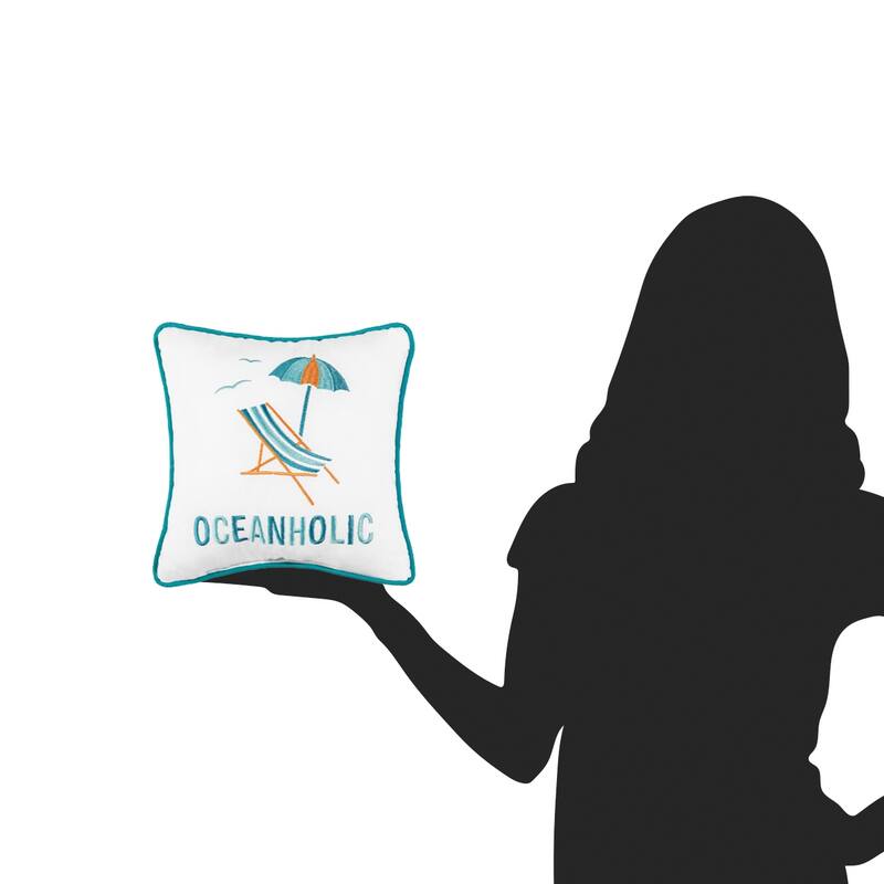 10" x 10" Oceanholic Embroidered Throw Pillow