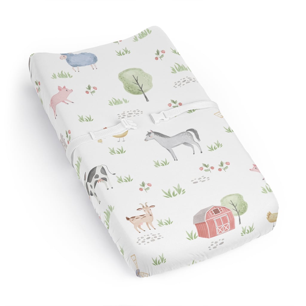 Sweet Jojo Designs Farm Animals Boy Girl Gender Neutral Changing Pad Cover Sheet Watercolor Farmhouse Barn Horse Cow Sheep Pig