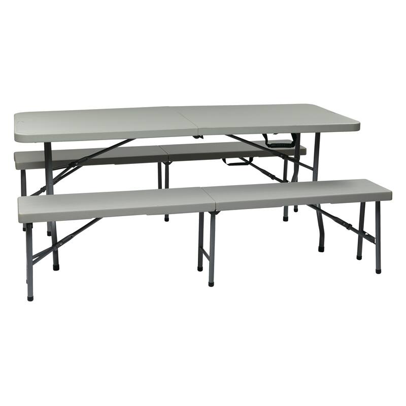OS Home and Office Furniture Model 3 Piece Folding Table and Bench Set