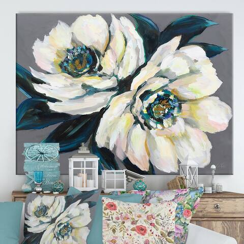 Designart 'Peonies' Cottage Gallery-wrapped Canvas Wall Art