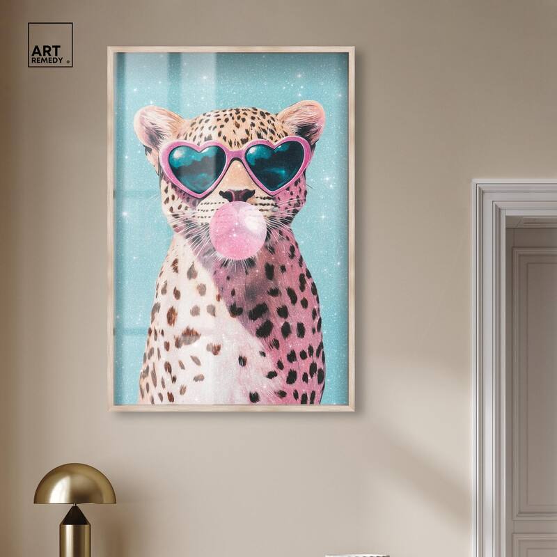 Pastel Cheetah Bubblegum Shadowbox by Art Remedy