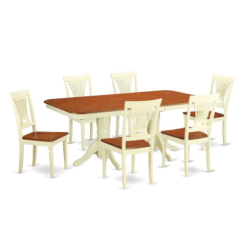Dining Room Table Set 7 Piece - Rectangle Wood Table with 6 Chairs - Antique Style for Family