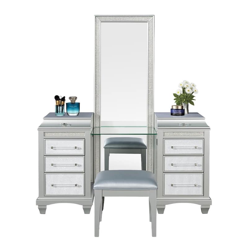 Glam Style Vanity w/ Stool Set