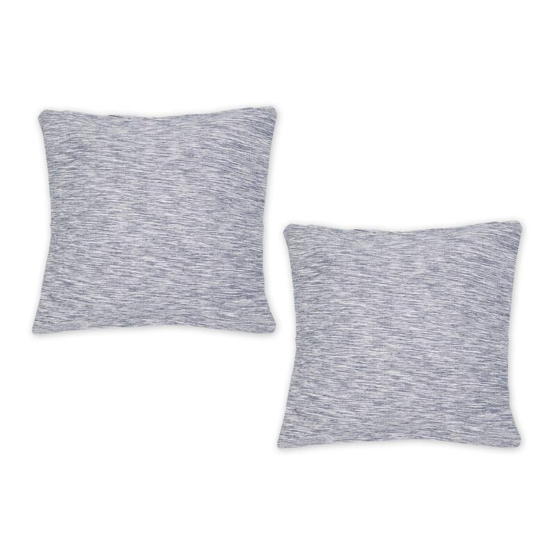 Navy And Off-White Tonal Recycled Cotton Pillow Cover 18x18 (Set of 2) - 18" x 18" - Navy