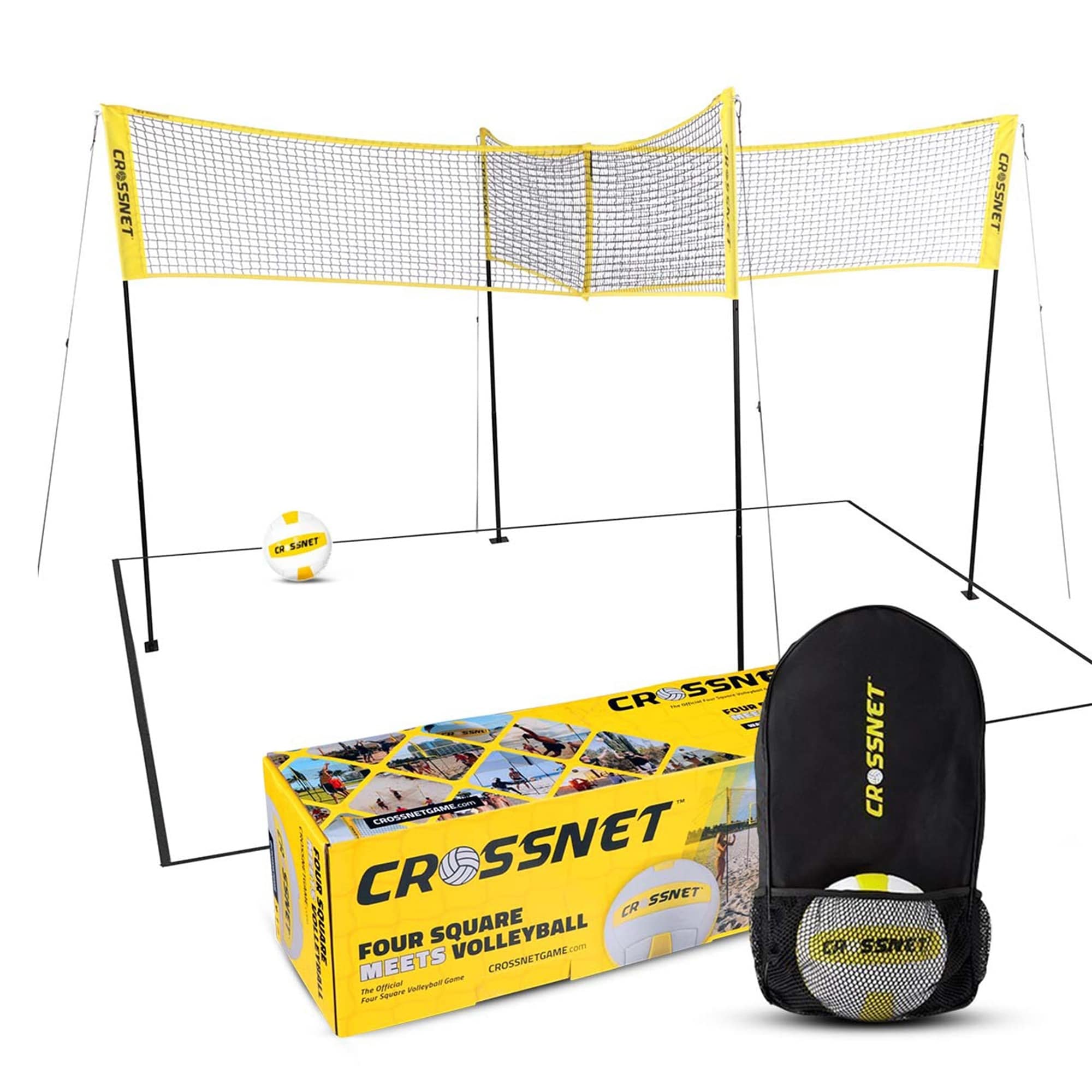 b-boy Netsセット CROSSNET Four Square Volleyball Net and Game Set with Carrying