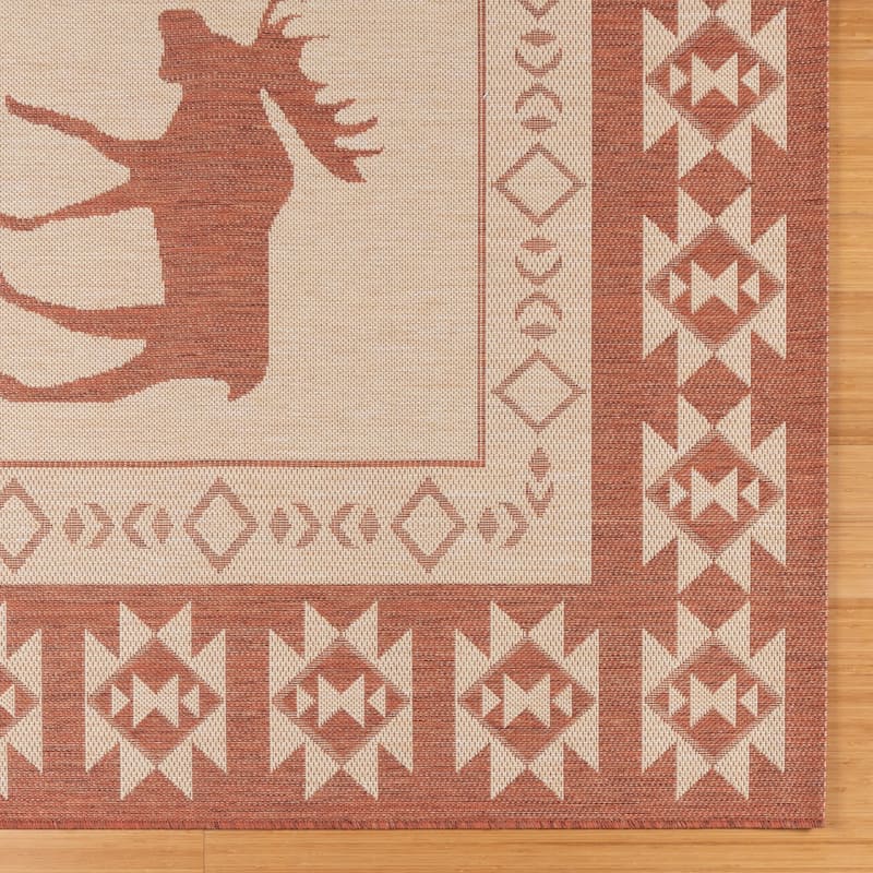 Gertmenian Paseo Yoder Rustic Tribal Moose Indoor/ Outdoor Area Rug