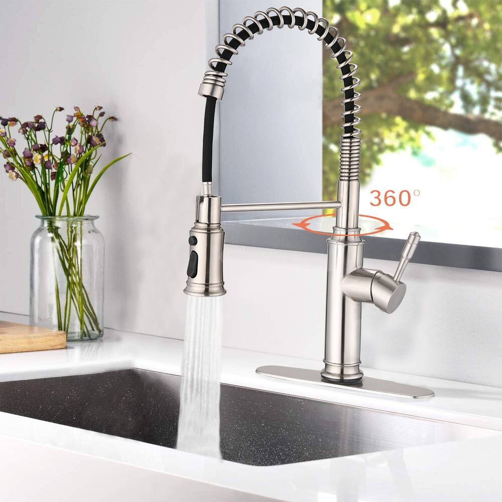 Touch Kitchen Faucet with Pull Down Sprayer, Brushed Nickel - Total Height : 19.25 Inches