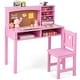 preview thumbnail 6 of 5, Kids Desk and Chair Set Study Writing Workstation with Bulletin Board Pink