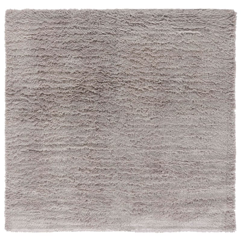 SAFAVIEH Handmade Casablanca Shag Edle Solid Wool Rug - 6' Square - Grey
