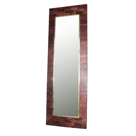 15X56 Mirror In Wooden Frame, Brown - 2Wx24Lx72H