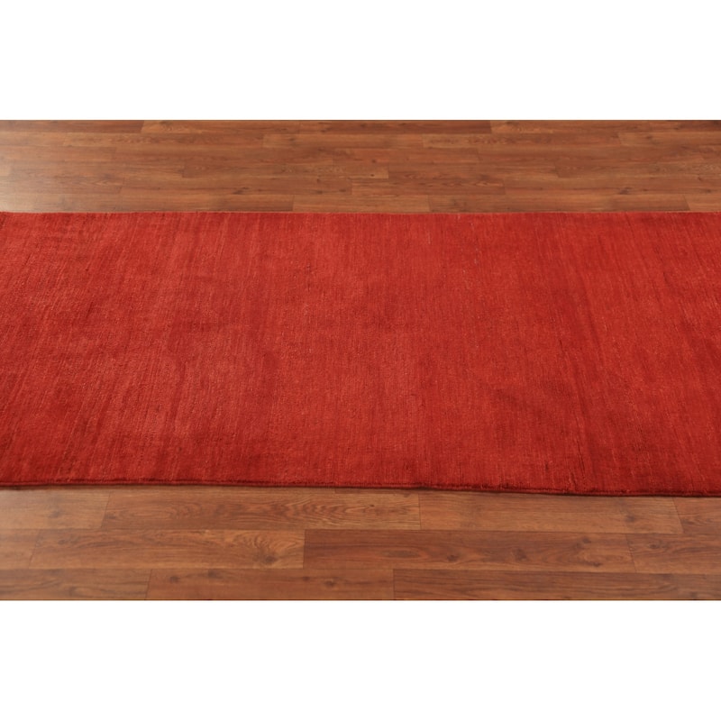 Gabbeh Modern Runner Rug Handmade Foyer Wool Carpet - 3'2" x 9'8"