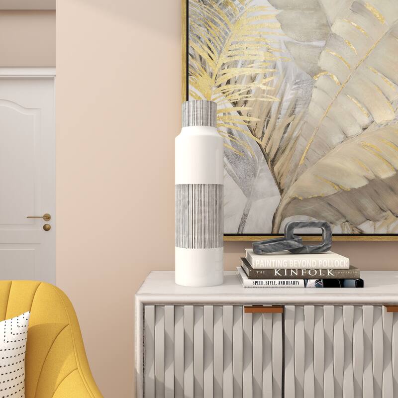 CosmoLiving by Cosmopolitan White Ceramic Modern Vase