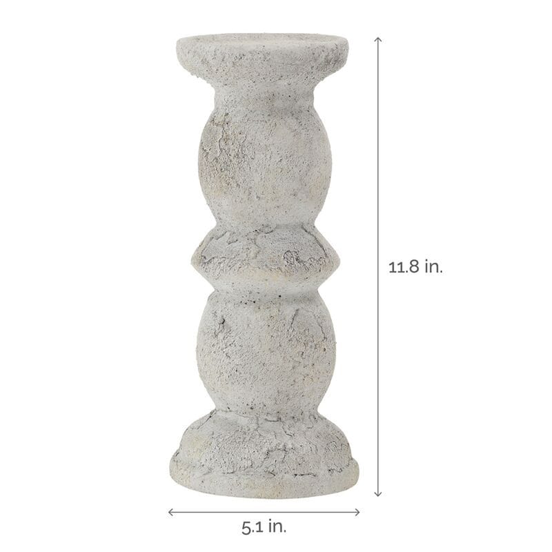 Elements Whitewash Candle Holder, 12 Inch