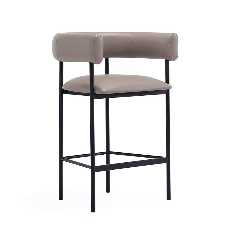 Manhattan Comfort Onda Metal Vegan Leather Counter Stool - Taupe