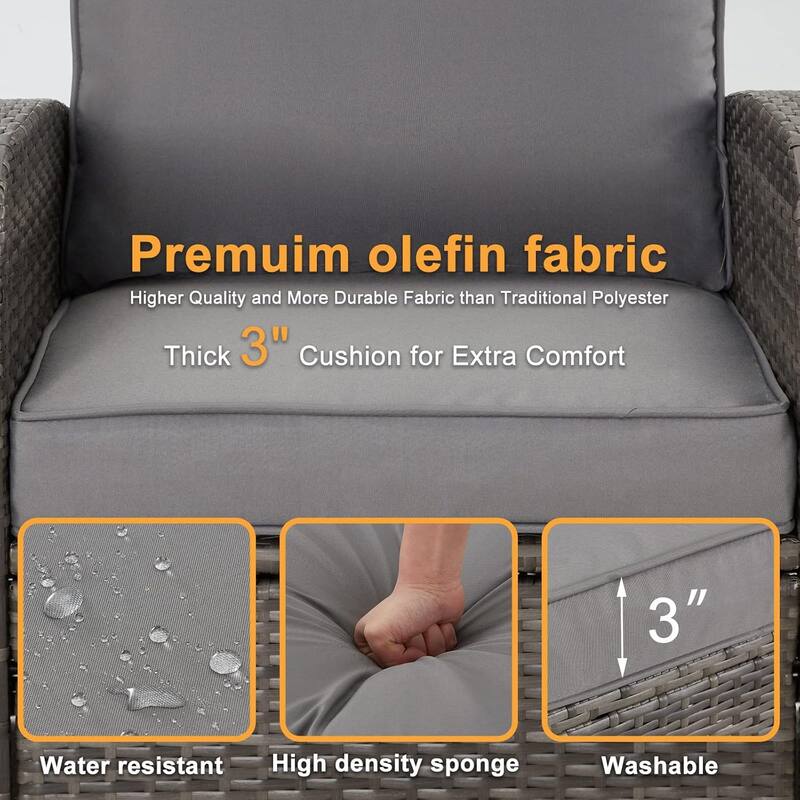 6-Piece Rattan Patio Set with Fire Pit Table, Outdoor Conversation Set with Cushions, Weather-Resistant Sofa Sectional