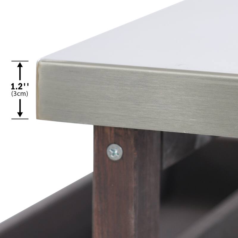 Jural Farmhouse Kitchen Island with Stainless Steel Top(50-in x19-in x36-in)