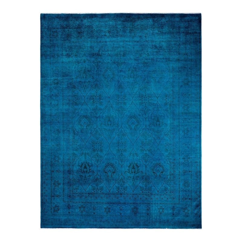 Overdyed, One-of-a-Kind Hand-Knotted Area Rug - Blue - 8' 3" x 10' 2"