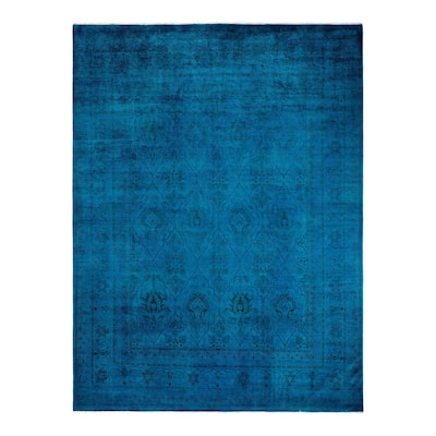 Overdyed, One-of-a-Kind Hand-Knotted Area Rug - Blue - 8' 3" x 10' 2"