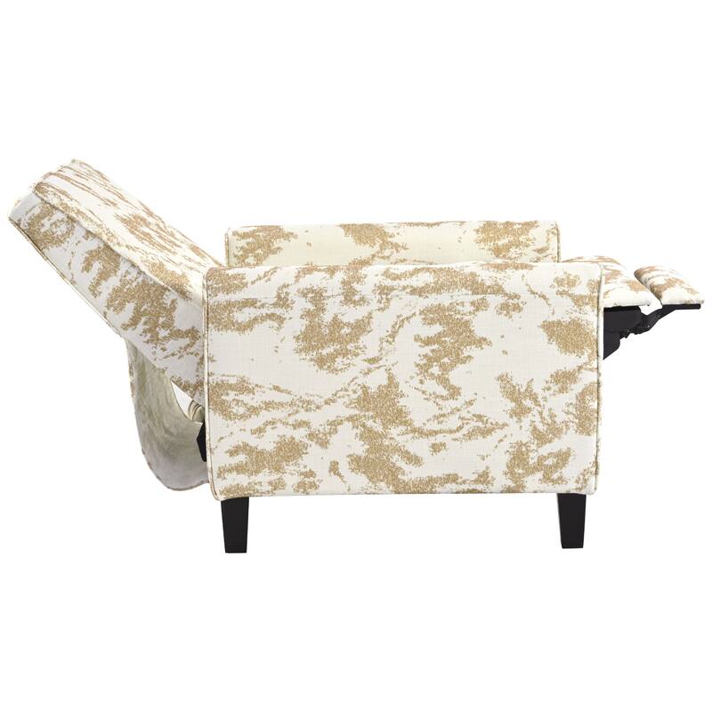 Recliner Chair with Adjustable Push-Back Mechanism, Armchair with Wood Legs, Deep Seating Lounge Chaise Chair