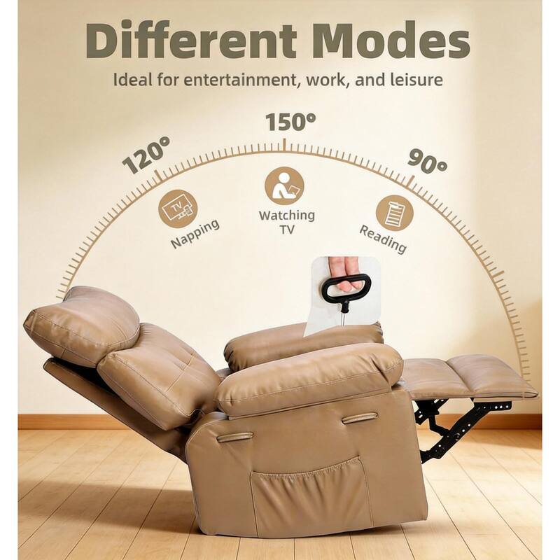 360° Swivel Manual Recliner Chair, with Massage & Remote Control