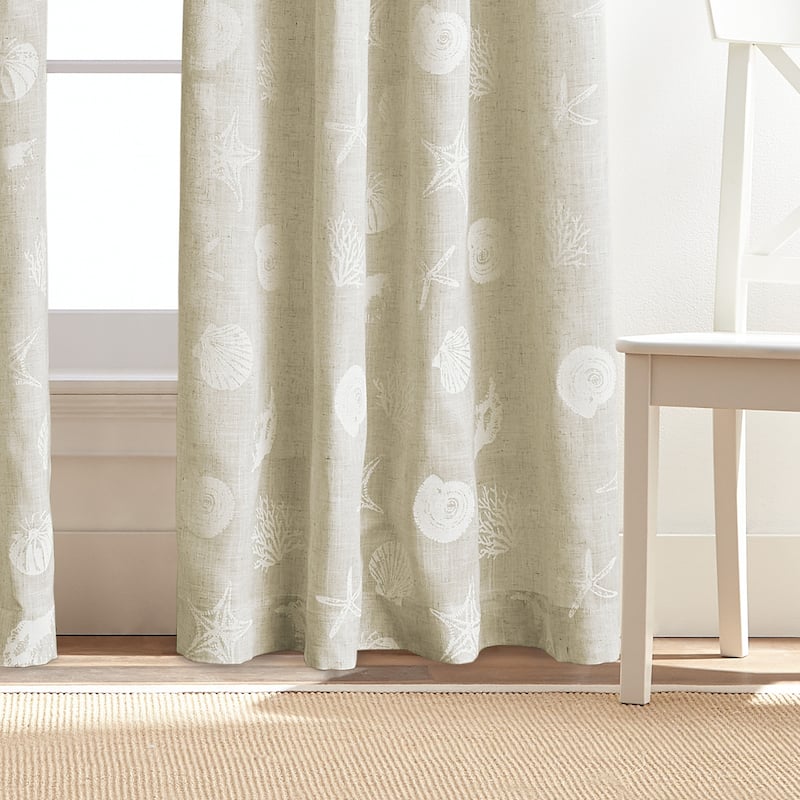 Coastal Seashells Rod Pocket Curtain Panel