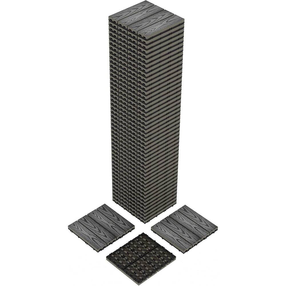 48-Pack 12"X12" Waterproof Interlocking Patio Flooring Composite Deck Tiles for Indoor & Outdoor Use