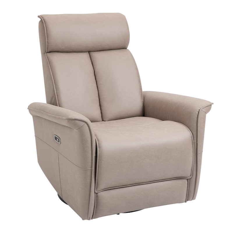 HOMCOM Power Recliner Swivel Rotation USB Charging with Footrest Brown - 32*40.25*38