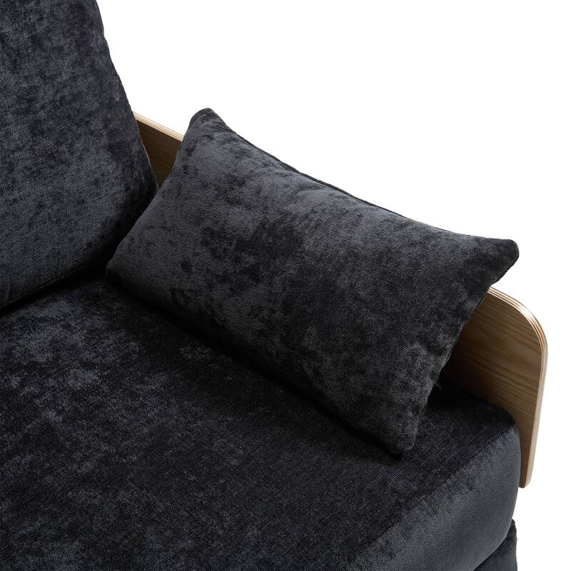 Chenille 3-in-1 Convertible Sofa Bed Chair with 3 Pillows and Storage Pockets