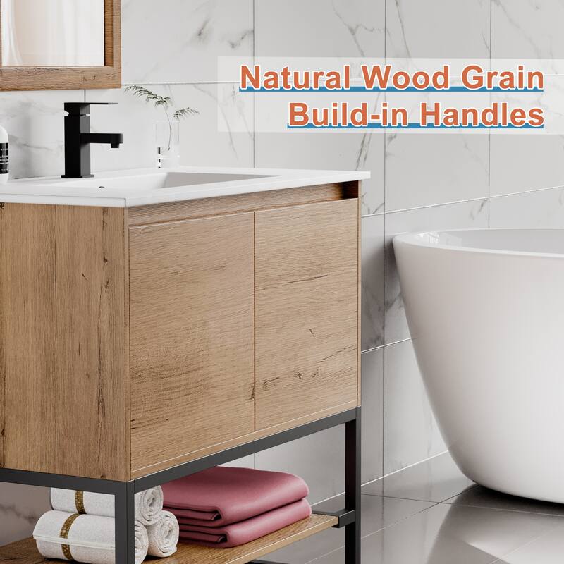 Bathroom Vanity Set Under-mount Ceramic Sink Combo Free Standing
