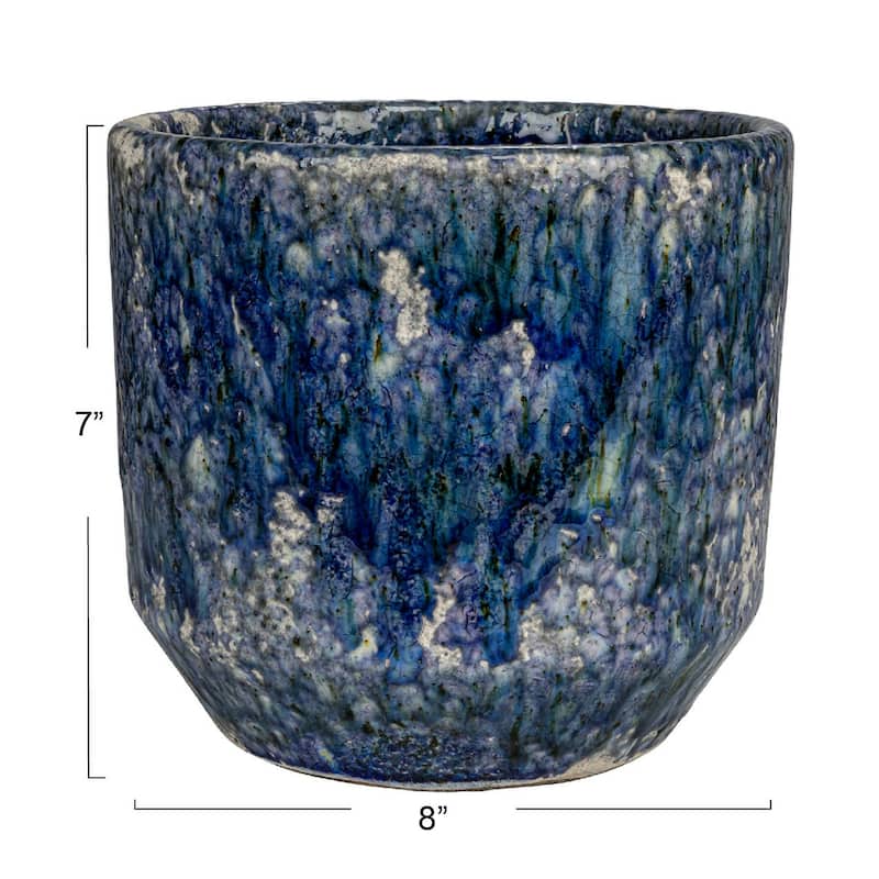 Decorative Terra-cotta Planter with Crackle Glaze