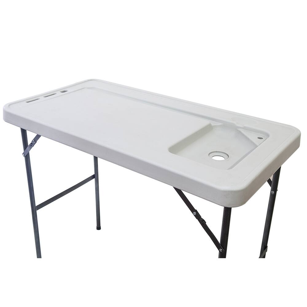 Outdoor Folding Ice Table for Picnic with Spray Gun & Faucet White