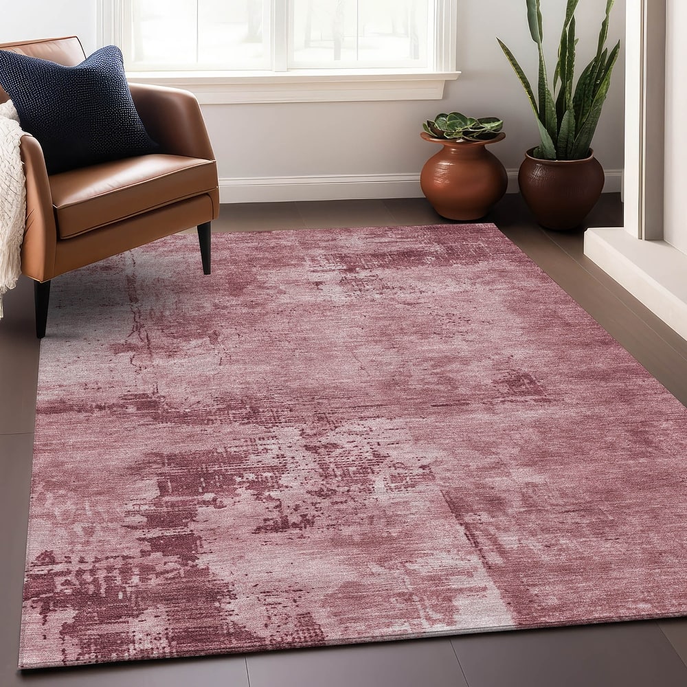 Machine Washable Indoor/ Outdoor Abstract Modern Chantille Rug