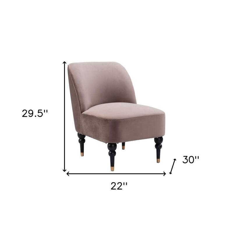 HomeRoots 22" Taupe Black and Gold Velvet Side Chair - 22' X '29.5' X '29.5