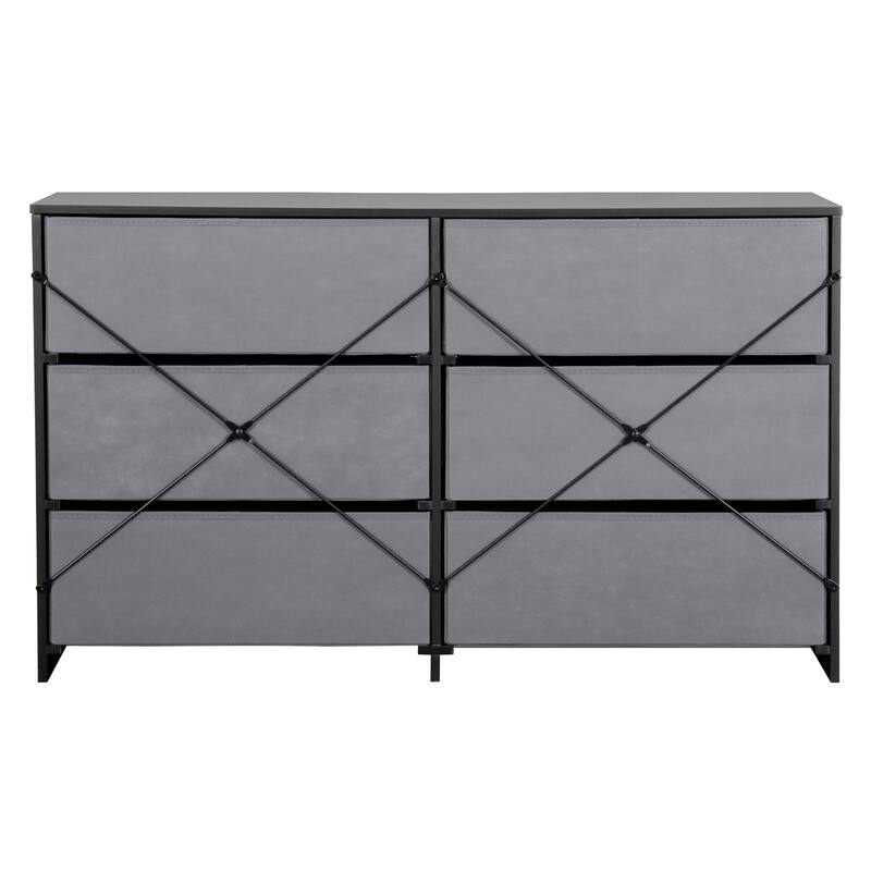 Modern Minimalist 6-Drawer Dresser with Large Fabric Drawers