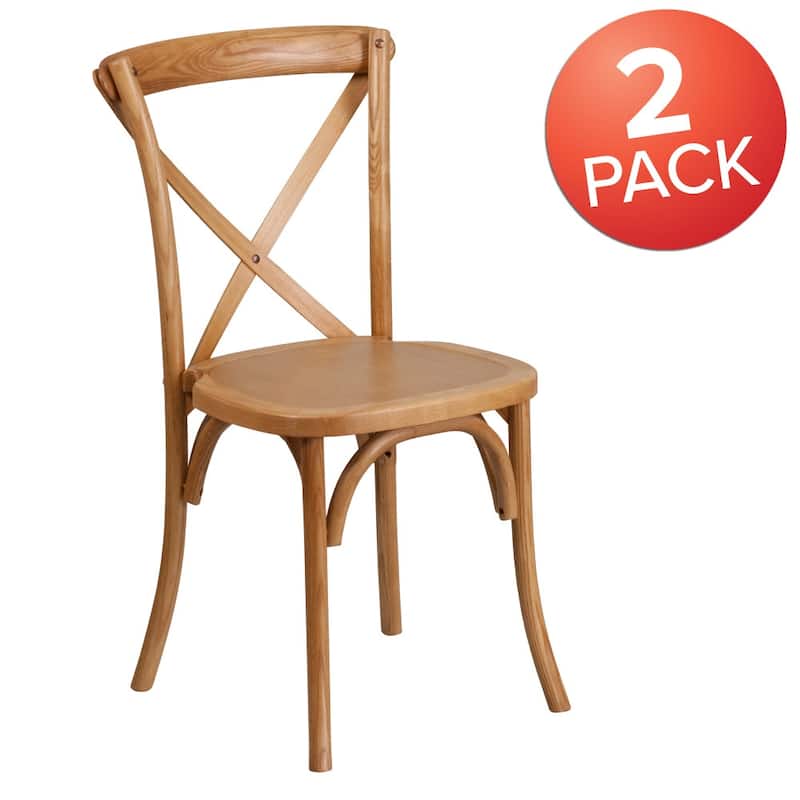 2 Pack Stackable Wood Cross Back Chair