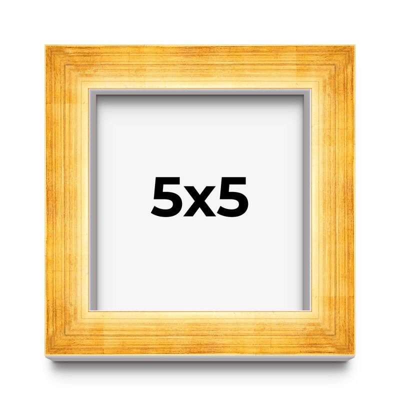 5x5 IN Shadow Box Frame Gold | 1.625 Inches Deep Real Wood Traditional