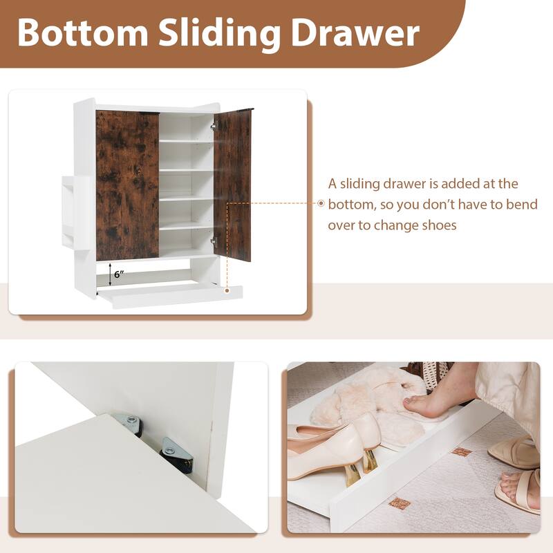 6-Tier Shoe Storage Cabinet with Slide Out Shelf and Umbrella Stand