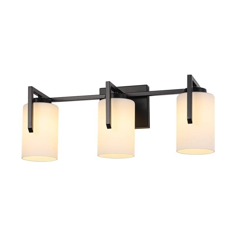 Mid-Century 3-Light Cylinder Opal Glass Wall Sconce Vanity Light