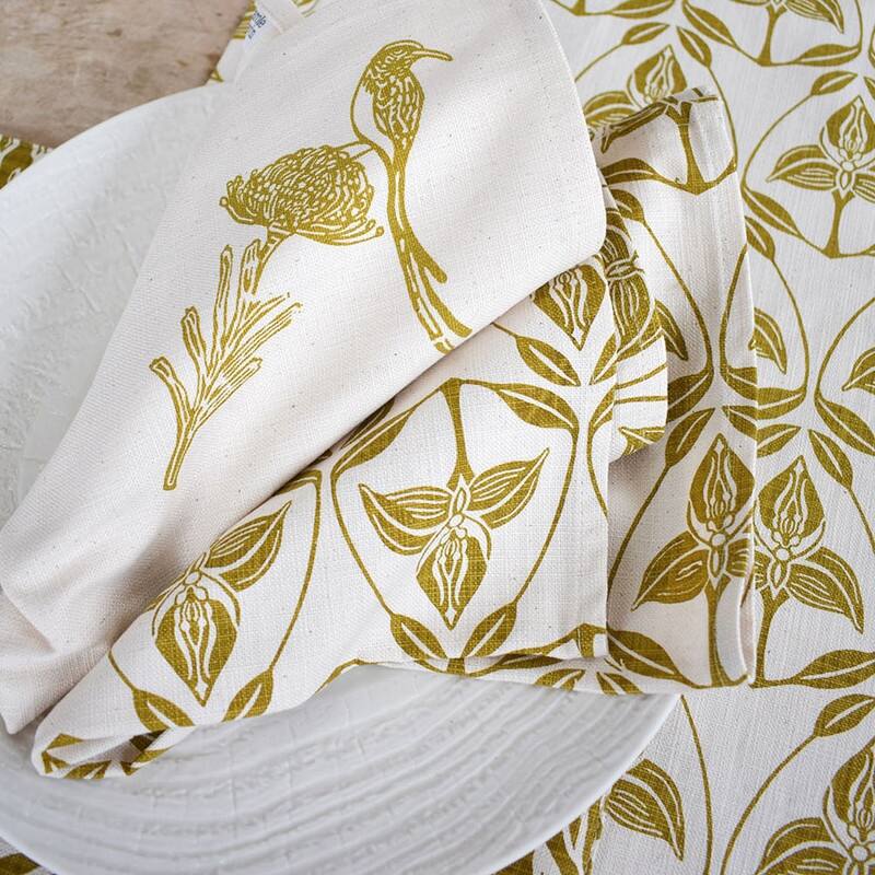 French Home Set of 4 Orchid Napkins - Chartreuse