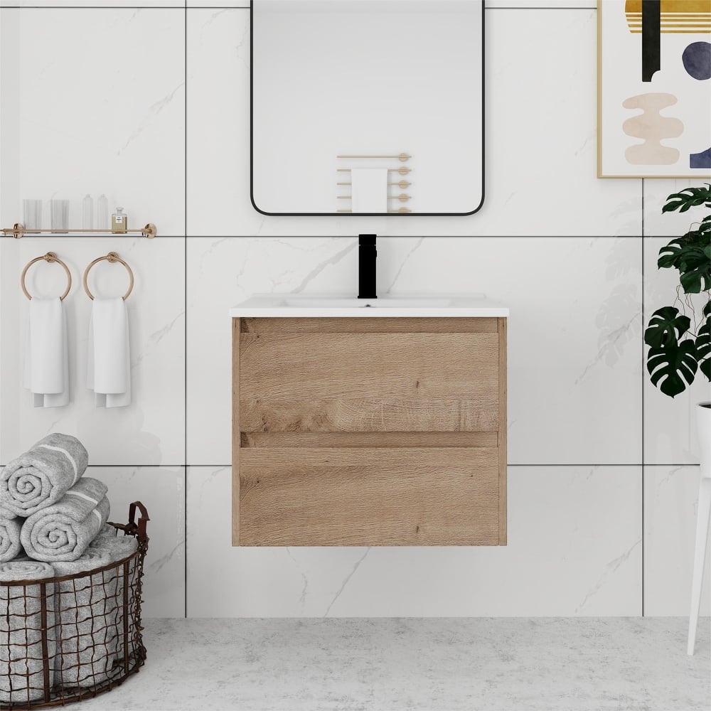 Bathroom Vanity With Sink In 24/28/30/60 Inch, Floating Bathroom Vanity With Soft Close Drawer