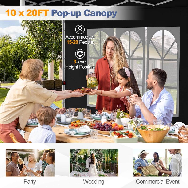Costway 10 x 20FT Pop up Canopy Outdoor Canopy Tent with 6 Sidewalls - See Details