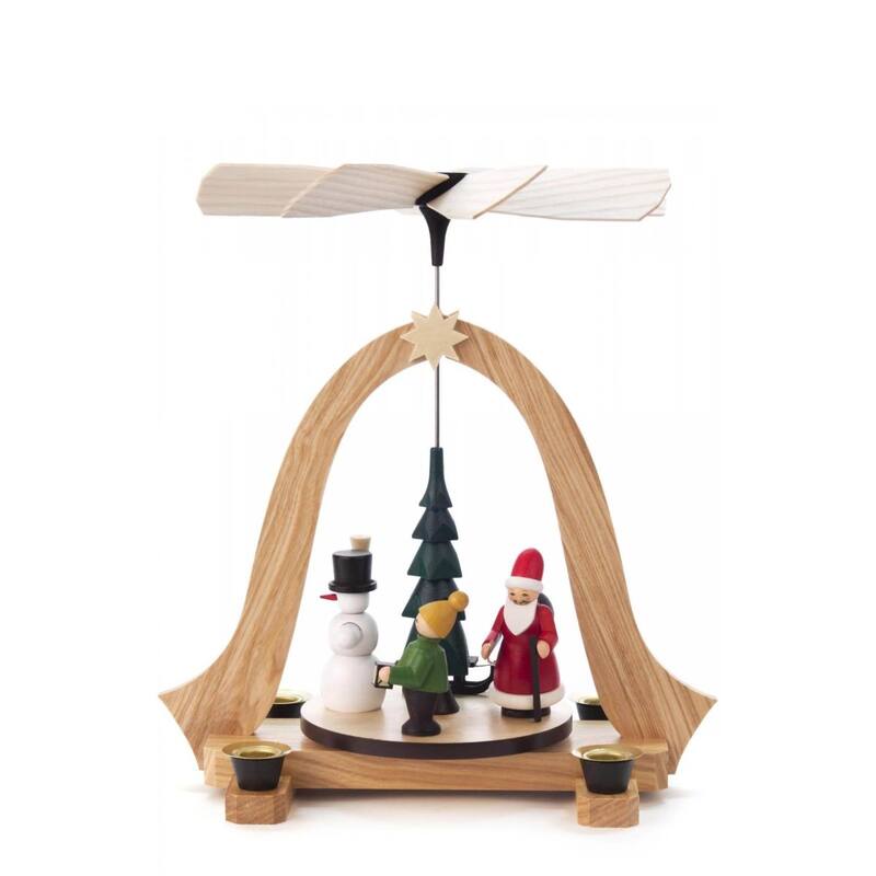 10" Dregeno Santa Snowman Christmas Pyramid Candle Holder - Beige