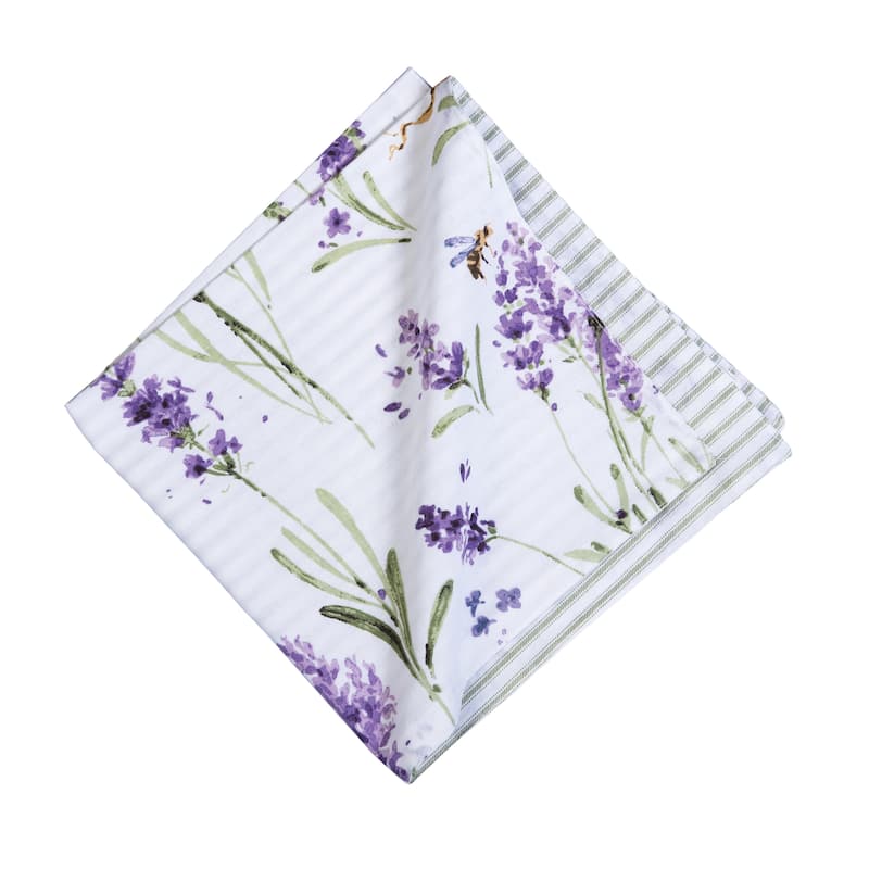 20" x 20" Lavender Fields Reversible Graphic Print Machine Washable Napkins Set of 6 - Purple