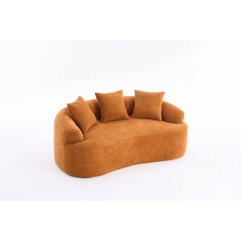 Curved Loveseat White Full Compression Sponge Sofa