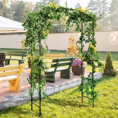 Gymax Garden Arch Arbor Trellis 7.5 ft Patio Pergola Plant Stand Rack