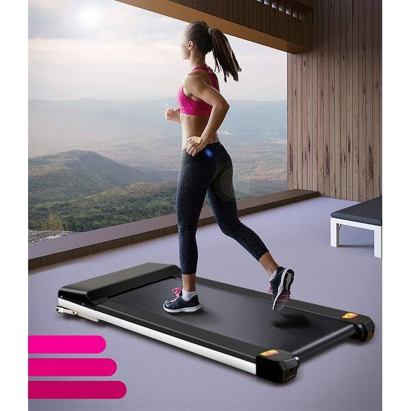 slide 2 of 7, Portable Treadmill Under Desk Walking Pad Flat Slim Treadmill with LED Display & Sport APP for Small Space, Black