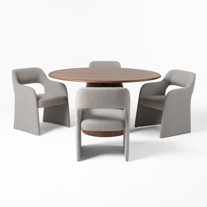 Modrest Sheridan Mid-Century Modern Walnut Round Dining Table